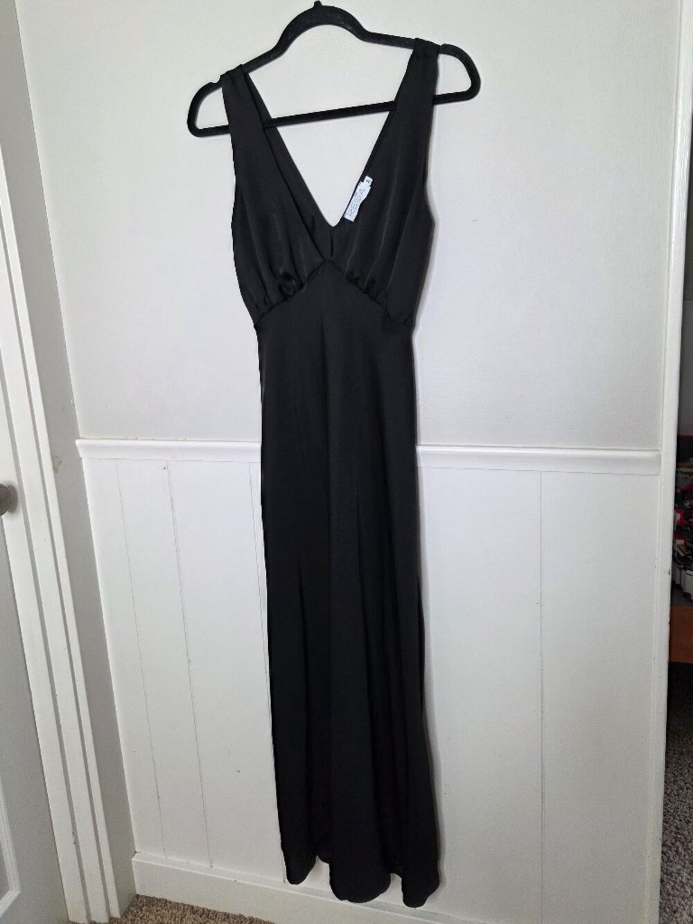 RESA Solid Black Slinky Charlie Slip Dress